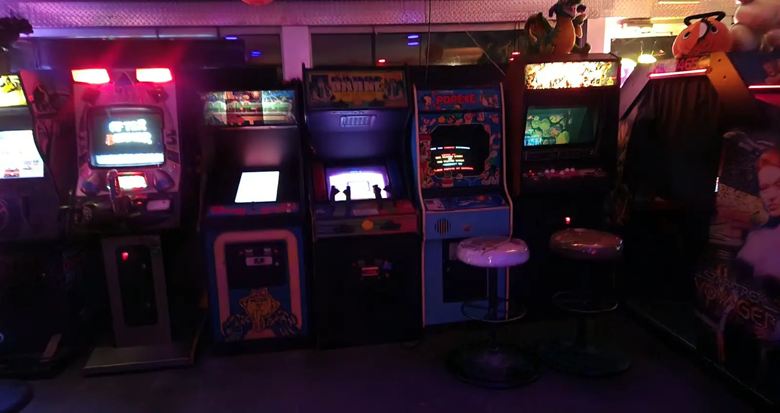 After Burner, Ms. Pac-Man and Popeye at night
